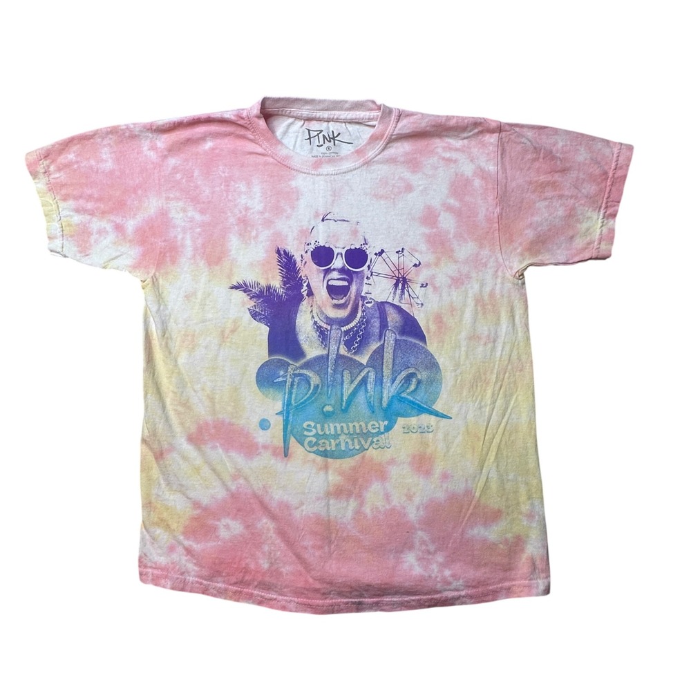 P!nk‎ T-Shirt Kids YL Pink Summer Carnival 2023 Tour Tie Dye Graphic Tee 31443